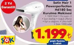 BRAUN SATİN HAİR 1 POWERPERFECTİON HD180 SAÇ KURUTMA MAKİNESİ BRAUN SATİN HAİR 1 POWERPERFECTİON HD180 SAÇ KURUTMA MAKİNESİ